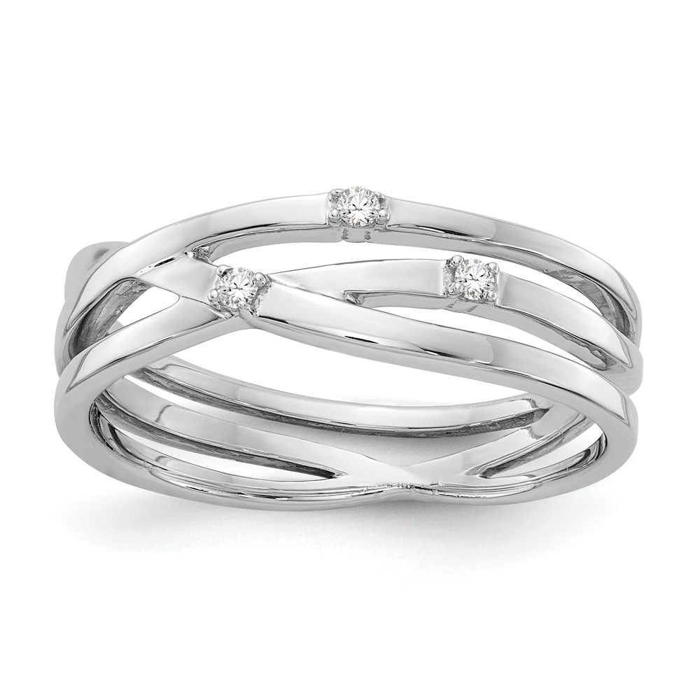 925 Sterling Silver Rhodium-plated Diamond Ring